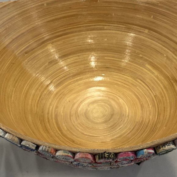 Rare Made By Humans Large 18 In Recycled Paper Spirals Bamboo Basket - Picture 8 of 10